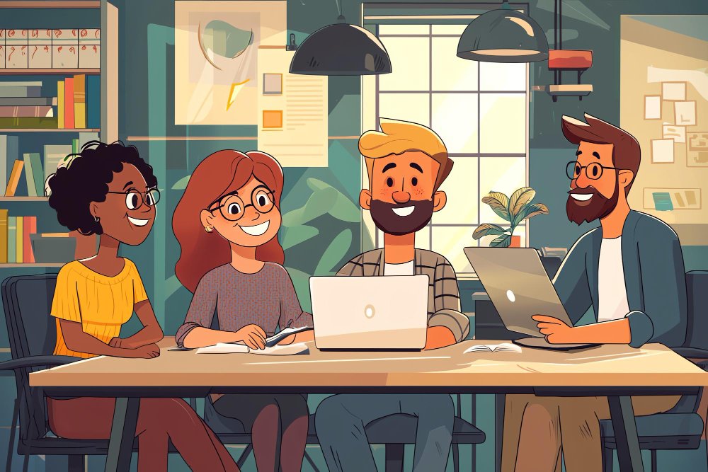 language learning workplace cartoon